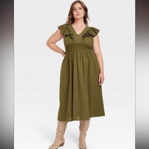 Universal Thread Khaki Ruffle Maxi Dress